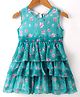 Rassha Cotton Sleeveless Floral Printed Layered Dress - Mint Green