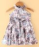 Rassha Cotton Sleeveless Floral Printed Dress With Belt - Light Purple