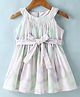 Rassha Cotton Sleeveless Abstract Printed Dress With Belt - White & Pista Green
