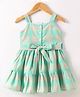 Rassha Cotton Sleeveless Checked Dress With Belt - Sea Green & Beige