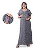 Mamma's Maternity Rayon Half Sleeves Paisley Printed Nighty With Nursing Access - Sage Green