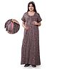 Mamma's Maternity Rayon Half Sleeves Paisley Printed Nighty With Nursing Access - Brown
