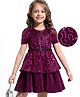 Hola Bonita Half Sleeves Party Dress With Sequin Detailing - Burgandy