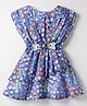 Rassha Cotton Sleeveless Floral Printed & Applique Dress - Blue
