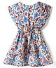 Rassha Cotton Sleeveless Floral Printed & Applique Dress - Light Blue