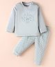 Zero Interlock Knit Full Sleeves Sleeves T-Shirt & Lounge Pant Set with Animal Print - Aqua Blue