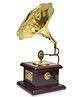 Desi Toys Brass Miniature Antique & Vintage Gramophone Wooden Based Pretend Play showpiece & décor Decorative Product Collectable