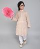 Little Clothing Cotton Full Sleeves Floral Printed Kurta Churidar Set - Cream