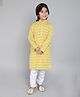 Little Clothing Cotton Full Sleeves Floral Motifs Printed Kurta Churidar Set - Yellow