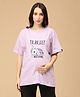 The Mom Store Cotton Half Sleeves To Do List Text Printed Oversized Maternity Tee - Lavender