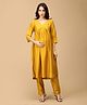 The Mom Store Silk Three Fourth Sleeves Zipper Nursing Access Solid Maternity Kurta With Coordinating Pant Set - Yellow