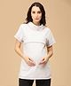 The Mom Store Cotton Half Sleeves Zipperless Nursing Access Solid Maternity Sweatshirt - Off White