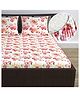 Divine Casa Floret 100% Cotton Double Fitted Bedsheet with 2 Pillow Covers | 144 TC | Deep Pocket Design | Soft & Durable - Rosy Retreat