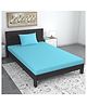 Divine Casa Microfiber Typography Printed Elastic Closing Single Bed Fitted Bedsheet with 1 Pillow Cover (Sky Blue and White)