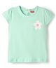 Babyhug Cotton Knit Half Sleeves T-Shirt with Floral Print - Sea Green