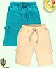 Kiddopanti Cotton Pack Of 2 Solid Cargo Shorts - Aqua Blue & Sand