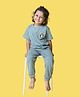 Orange Sugar 100% Cotton Half Sleeves Penguin Embroidered Tee With Coordinating Pant Set - Grey