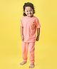 Orange Sugar 100% Cotton Half Sleeves Giraffe Printed Tee With Coordinating Pant Set - Orange