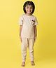 Orange Sugar 100% Cotton Half Sleeves Truck Embroidered Tee With Coordinating Pant Set - Brown