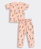 Orange Sugar 100% Cotton Knit Half Sleeves Children Printed Coordinating Tee & Pajama Set - Pink