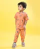 Orange Sugar 100% Cotton Knit Half Sleeves Penguins Printed Coordinating Tee & Pajama Set - Brown