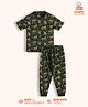 Orange Sugar 100% Cotton Knit Half Sleeves Cheetah Printed Coordinating Tee & Pajama Set - Green