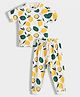 Orange Sugar 100% Cotton Knit Half Sleeves Lemons Printed Coordinating Tee & Pajama Set - White