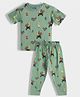 Orange Sugar 100% Cotton Knit Half Sleeves Jungle Theme Printed Coordinating Tee & Pajama Set - Green