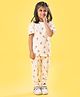 Orange Sugar 100% Cotton Knit Half Sleeves Orange Printed Coordinating Tee & Pajama Set - Off White