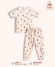 Orange Sugar 100% Cotton Knit Half Sleeves Orange Printed Coordinating Tee & Pajama Set - Off White