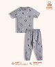 Orange Sugar 100% Cotton Knit Half Sleeves Penguin Printed Coordinating Tee & Pajama Set - Grey