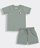 Orange Sugar 100% Cotton Half Sleeves Penguin Printed Tee With Coordinating Shorts Set - Grey