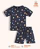 Orange Sugar 100% Cotton Knit Half Sleeves Hot Air Balloon Printed Coordinating Tee & Shorts Set - Blue