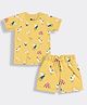 Orange Sugar 100% Cotton Knit Half Sleeves Circus Theme Printed Coordinating Tee & Shorts Set - Yellow