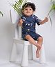 Orange Sugar 100% Cotton Knit Half Sleeves Space Theme Printed Tee & Coordinating Shorts Set - Blue
