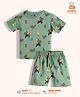 Orange Sugar 100% Cotton Knit Half Sleeves Jungle Theme Printed Tee & Coordinating Shorts Set - Green