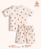 Orange Sugar 100% Cotton Knit Half Sleeves Orange Printed Tee & Coordinating Shorts Set - Off White