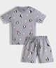 Orange Sugar 100% Cotton Knit Half Sleeves Penguin Printed Tee & Coordinating Shorts Set - Grey