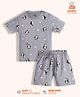 Orange Sugar 100% Cotton Knit Half Sleeves Penguin Printed Tee & Coordinating Shorts Set - Grey