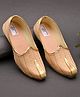 Little Palz Diamond Embroidered & Checked Mojaris - Golden