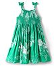 Babyhug Cotton Woven Sleeveless Frock With Floral Print & Smocking Detailing - Green