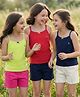 Pine Kids Cotton Elastane Knit Singlet Sleeves So;id Color Slips Pack of 3 (Color May Vary)