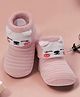Yellow Bee Cotton Cat Designed & Applique Detailed Socks - Pink