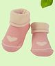 Yellow Bee Cotton Heart Designed Socks - Pink