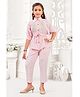 Lei-Chie Linen Three Fourth Sleeves Floral Embroidered Shirt Style Top With Pant & Belt Set - Pink