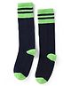 Pine Active Knit Knee Length Football Socks With Color Block Design - Black & Green