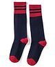 Pine Active Knit Knee Length Football Socks With Color Block Design - Red & Navy Blue