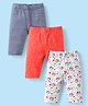 Babyhug Cotton Lycra Knit Three Fourth Length Leggings With Floral & Polka Dot Print Pack of 3 - White Red & Navy Blue