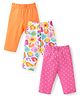 Babyhug Cotton Lycra Three Fourth Leggings With Polka Dot Pack Of 3 - Pink White & Orange