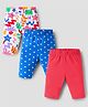 Babyhug Cotton Lycra Knit Three Fourth Leggings With Polka Dots & Floral Print Pack Of 3 - Red Blue & White